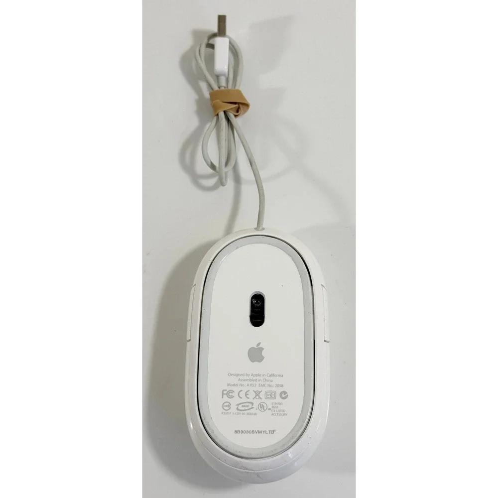 Apple Mighty Mouse Wired A1152 White USB Optical Scroll Ball A1152 EMC 2058